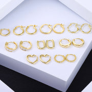 Scentll Small Hoop Earrings Set for Women, 14K Gold/Sliver Plated Chunky Huggie Hoop Earring Hypoallergenic Stackable Earrings for Woman Multiple Piercing Dainty Jewelry Gift