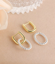 Two Tone Dangle Twisted Hoop Earring