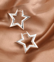 Bright Pentagram Hoop Earrings