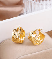 925 Sterling Silver Earrings Hammered Small Chunky Hoop Earrings for Women Hypoallergenic Thick Wide Hoop Earrings