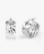 925 Sterling Silver Earrings Hammered Small Chunky Hoop Earrings for Women Hypoallergenic Thick Wide Hoop Earrings