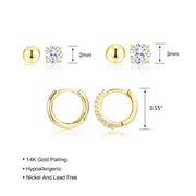 14K Gold Plated Earring Sets for Multiple Piercing - Scentll®