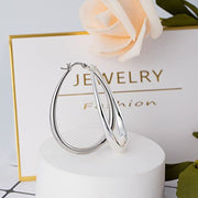Large Silver Oval Hoop Earrings