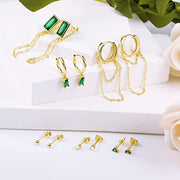 Green Emerald Stud Set