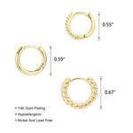 3 Pairs Small Gold Huggie Hoop Earrings Set - Scentll®