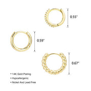 3 Pairs Small Gold Huggie Hoop Earrings Set - Scentll®