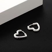 Silver Heart Hoop Earrings with Cubic Zirconia