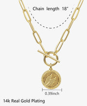 Toggle Coin Paperclip Link Chain Necklace