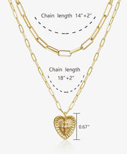 Double-Layer Heart Charm Pendant Necklace
