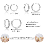 Scentll Small Huggie Hoop Earrings for Women 925 Sterling Silver Plated Hypoallergenic Cartilage Huggie Hoops Earrings for Men 3 Pairs
