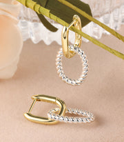 Two Tone Dangle Twisted Hoop Earring