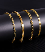 14K Gold Chain Bracelets Set