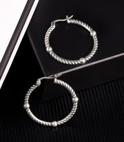 Wrapped Bead Circle Hoop Earrings