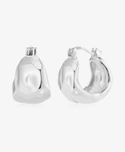 Scentll 925 Sterling Silver Earrings Hammered Chunky Hoop Earrings for Women 14k Gold Plated Hypoallergenic Texture Thick Huggie Earrings Wide Hoop Earrings