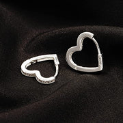 Silver Heart Hoop Earrings with Cubic Zirconia