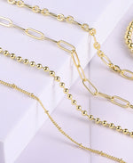14K Gold Multilayer Bead Chain Bracelet Set