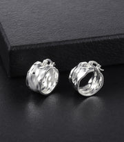 925 Sterling Silver Earrings Hammered Small Chunky Hoop Earrings for Women Hypoallergenic Thick Wide Hoop Earrings