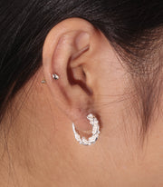 Twisted Tiny Pearls Huggie Hoop Earrings