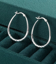 Scentll Silver Oval Hoop Earrings Hypoallergenic 14K Gold Plated Sterling Silver Lightweight Oval Hoop Earrings for Women