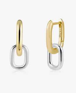 Two Tone Drop Link Hoop Earring