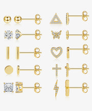 Irregular Gold Stud Earrings Set