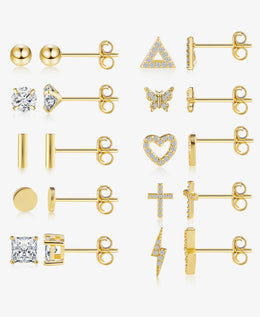 Irregular Gold Stud Earrings Set