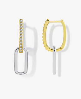 Two-Tone Crossover CZ Earrings