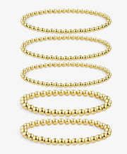 Gold Paperclip Link Bead Bracelet Set