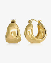 Scentll 925 Sterling Silver Earrings Hammered Chunky Hoop Earrings for Women 14k Gold Plated Hypoallergenic Texture Thick Huggie Earrings Wide Hoop Earrings