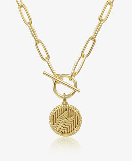 Toggle Coin Paperclip Link Chain Necklace