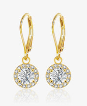 Round Halo Drop Dangle Earrings