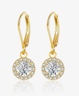 Round Halo Drop Dangle Earrings