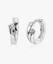 Twisted CZ Huggie Hoop Earrings