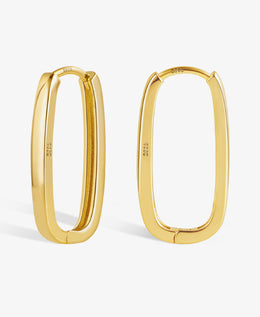 Scentll 925 Sterling Silver Plated Hoop Small Earrings for Women, Trendy Rectangle Hypoallergenic Hoop Earrings Lightweight Square Oval Hoop Earrings for Women Jewelry Gifts