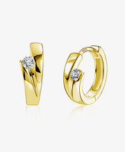 Twisted CZ Huggie Hoop Earrings