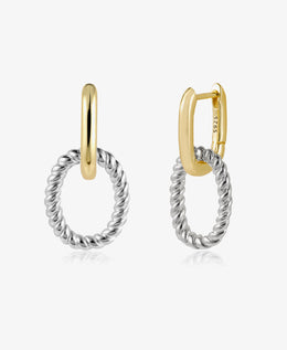 Two Tone Dangle Twisted Hoop Earring