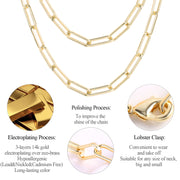 14K Gold Plated Paperclip Chain Necklace， 24 Inches - Scentll®