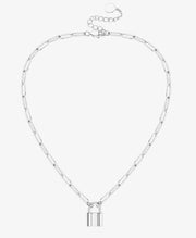 Paperclip Link Chain Padlock Necklace