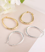 Scentll Silver Oval Hoop Earrings Hypoallergenic 14K Gold Plated Sterling Silver Lightweight Oval Hoop Earrings for Women