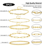 14K Gold Multilayer Bead Chain Bracelet Set