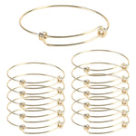 12 PCS Gold Plated Stainless Steel Wire Blank Adjustable Bangle Bracelet 2.6 - 3 Inches - Scentll®