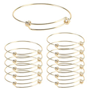 12 PCS Gold Plated Stainless Steel Wire Blank Adjustable Bangle Bracelet 2.6 - 3 Inches - Scentll®
