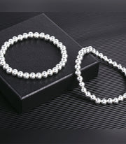 Gold Paperclip Link Bead Bracelet Set