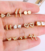 Irregular Gold Stud Earrings Set