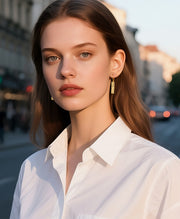 Square Hammered Bar Drop Earrings