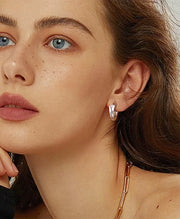 Twisted CZ Huggie Hoop Earrings