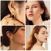 Gold Plated Earrings for Women, 6 Pairs 14k Gold Hoop Earrings for Women, Hypoallergenic Chunky Gold Earrings Jewelry Set Gifts