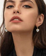 Elegant CZ Heart Dangle Earrings