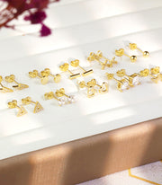 Irregular Gold Stud Earrings Set