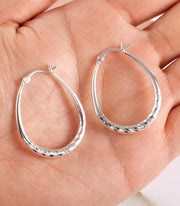 Scentll Silver Oval Hoop Earrings Hypoallergenic 14K Gold Plated Sterling Silver Lightweight Oval Hoop Earrings for Women